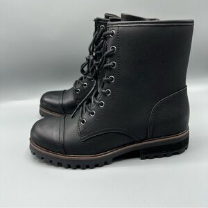 B.O.C By Born Combat Boots Lace Up Faux Leather Women's Size 6.5 M Black